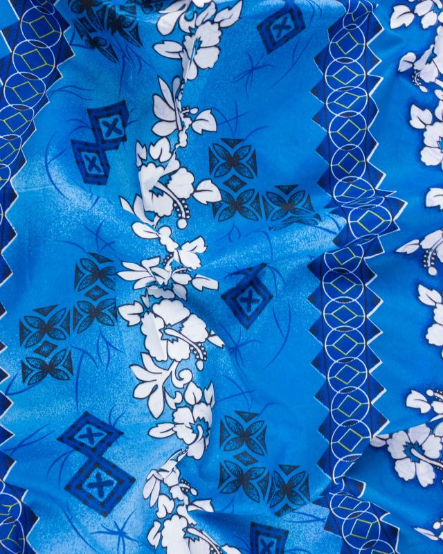 Tissu Polynésien HAERE Bleu Turquoise - Tissushop